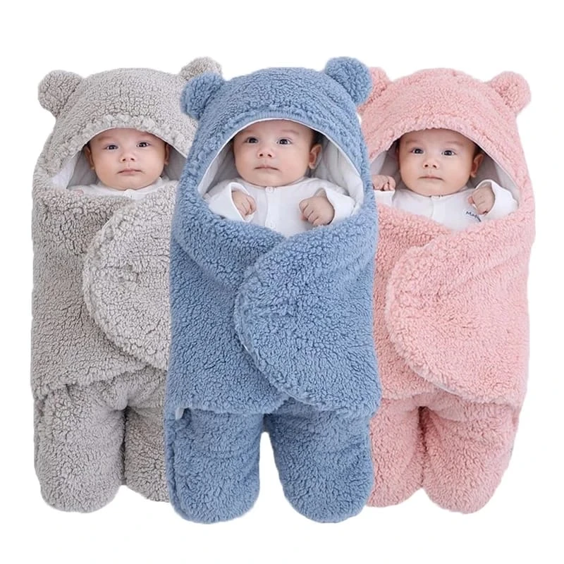 Baby Sleeping Bag Ultra-Soft Fluffy Fleece Newborn Receiving Blanket Infant Boys Girls ClothesSleeping Nursery Wrap Swaddle